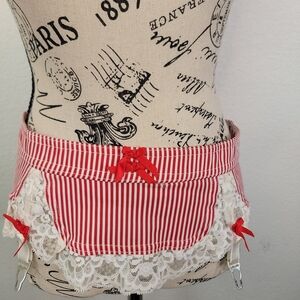 Forplay Lace Trim Garter Red White Striped Sz S/ M Women's Fairy Coquette
